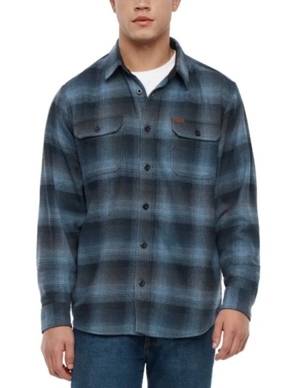 Orvis Men's S Blue Classic Collection Plaid Flannel Shirt Jacket M1138